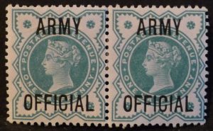 sgO42 ½d blue-green ARMY OFFICIAL pair - M/Mint