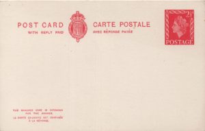 1958 2½d+2½d carmine inland Reply Card - Huggins CP110a