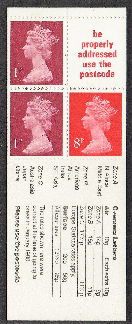 1979 London 1980 booklet FA11 var with Chambon printing pane - see notes