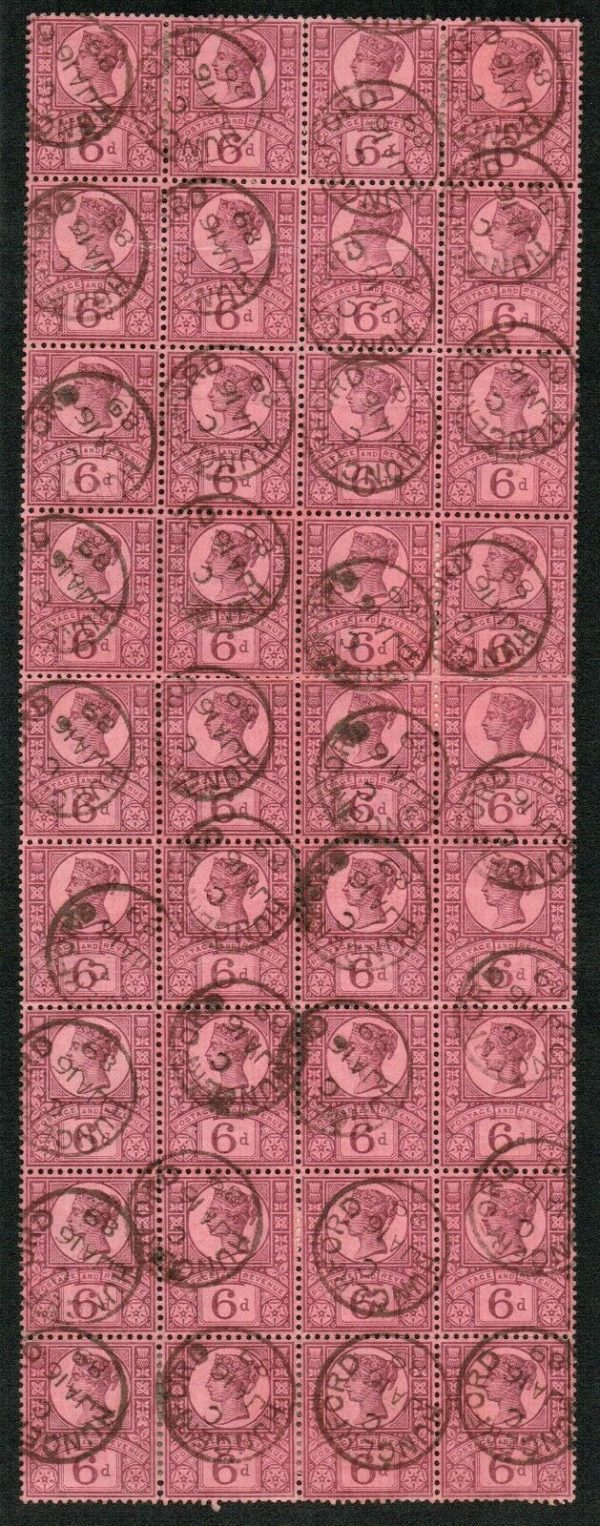 1887 sg208 6d superb exhibition quality block of 36