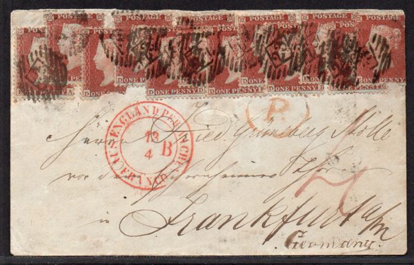 QV 1855 cover to Frankfurt Germany