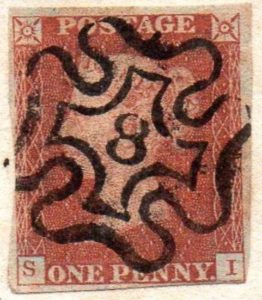 QV 1d red (S-I) Plate 34 with London No.8 in Maltese Cross to Isle of Wight