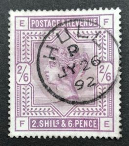QV sg179 2s6d deep lilac with fine 1892 Hull cds