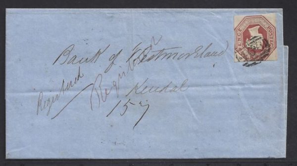 QV 1853 registered cover with embossed 10d to Kendal