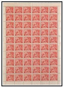 KGV 1924 1d scarlet complete sheet