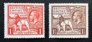 KGV 1925 British Empire Exhibition sg432-33 - lightly mounted mint