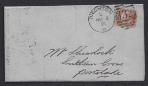 QV sg49 ½d rose (A-M) plate 3 on 1871 cover