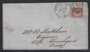 QV sg49 ½d rose (O-M) plate 4 on 1871 cover