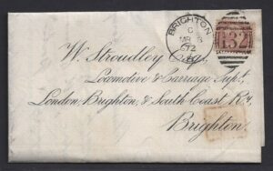 QV sg49 ½d rose (A-P) plate 3 on 1872 cover