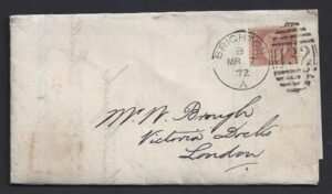 QV sg49 ½d rose (C-X) plate 3 on 1872 cover