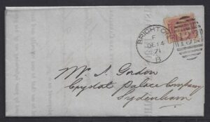 QV sg49 ½d rose (S-N) plate 4 on 1871 cover