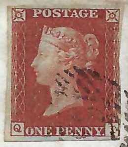 QV sg8 1d red (Q-I) plate 51 on 1845 London to Birmingham wrapper