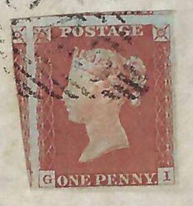 QV sg8 1d red (G-I) plate 63 on 1846 wrapper used in Waterford
