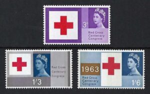 QEII 1963 Red Cross Centenary sg642p-644p phosphor set - unmounted mint