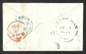 QV sg8 1d red (M-B) plate 101 on 1851 cover to Leeds