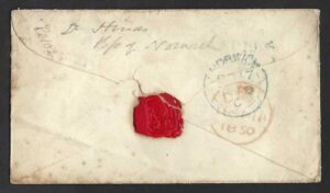 QV sg8 1d red (C-H) plate 102 on 1850 Norwich to Keswick cover