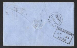 QV sg12 1d orange-brown (B-B) plate 128 on 1852 Perth to Aberfeldy cover
