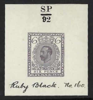 1910 Hentschel colour essay, 6d black on white wove paper