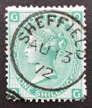 QV sg117 1s green (O-G) plate 6 with fine Sheffield cds