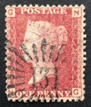 QV sg43 1d red (N-G) plate 76 with fine Brunswick Star cancel