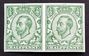 KGV 1912 sg346b (Spec N6f) ½d green imperforate pair