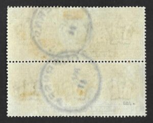 KEVII sg266 £1 dull blue-green pair – superb used with 1911 Guernsey cds