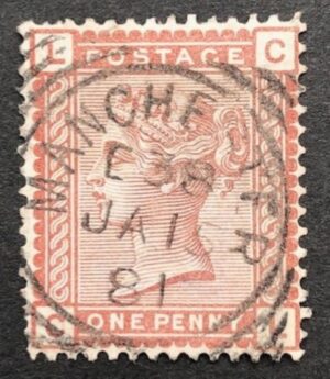 QV sg166 1d venetian red with fine 1881 Manchester cds