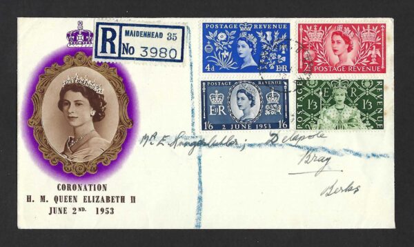 QEII 1953 Coronation registered FDC