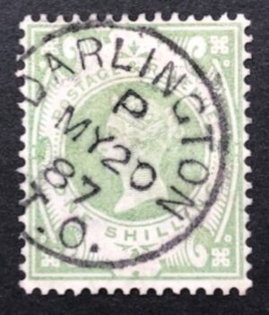 QV sg211 1s dull green with fine 1887 Darlington cds