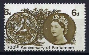 QEII 1965 700th Anniversary of Parliament 6d with perf shift