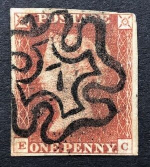 QV sg8m 1d red-brown (E-C) plate 36 with #7 in maltese cross
