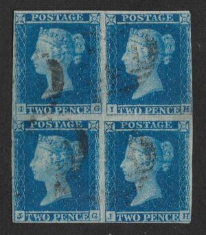 QV sg14 2d blue block (IG-JH) Plate 4 - fine used