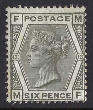 QV sg147 6d grey (M-F) Plate 13 – mounted mint