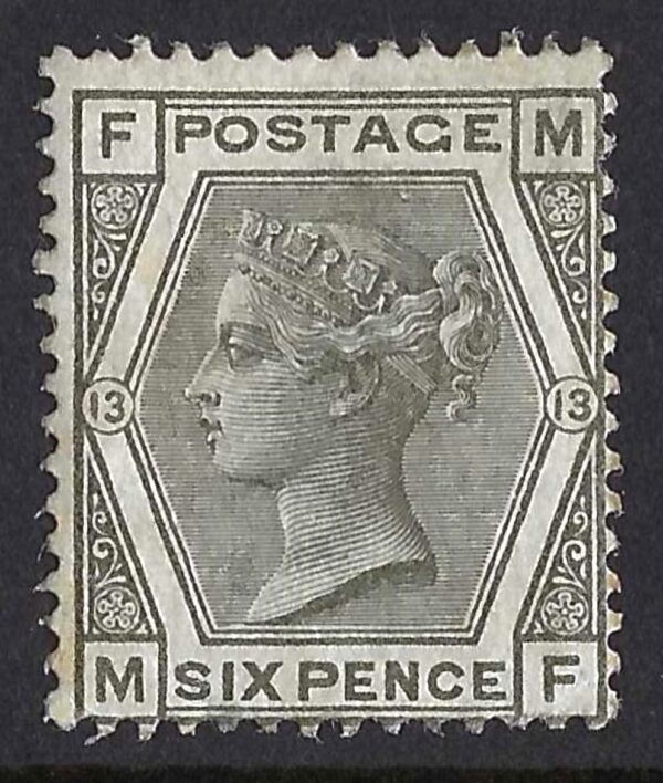 QV sg147 6d grey (M-F) Plate 13 – mounted mint