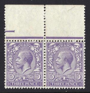 KGV sg375wk 3d violet N22(3)d (wmk inverted & reversed) pair – unmounted mint