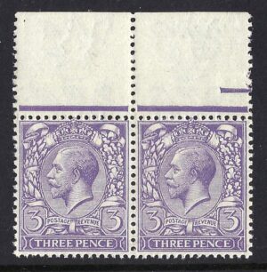 KGV sg375wk 3d violet N22(3)d (wmk inverted & reversed) pair – unmounted mint