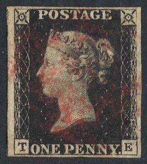 QV 1840 1d black (T-E) Plate 6 showing mark NE of E square