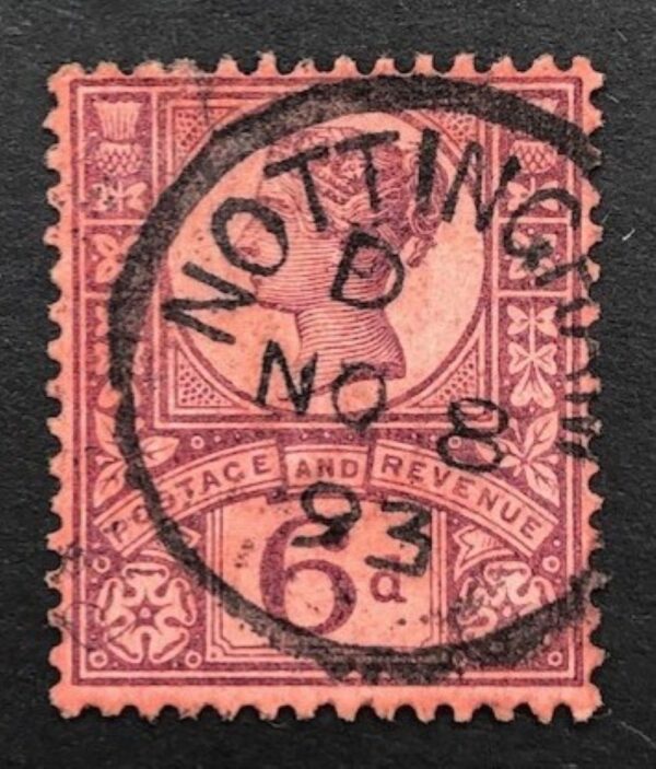 QV sg208 6d purple with fine Nottingham cds