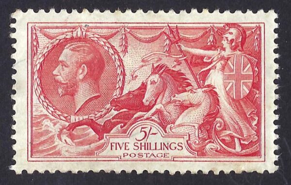 KGV sg451 5s bright rose-red seahorse - mounted mint