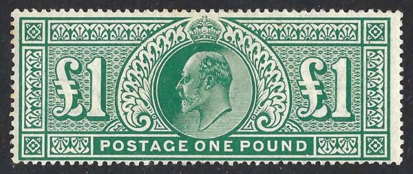 KEVII sg266 £1 dull blue-green - lightly mounted mint