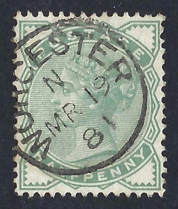 QV sg165 ½d pale green with fine 1881 Worcester cds