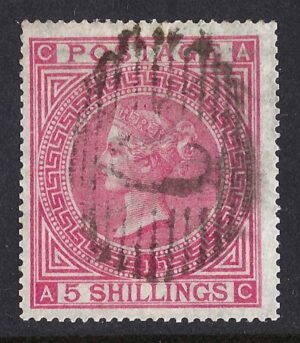 QV sg126 5/- rose (A-C) Plate 1 used in Constantinople