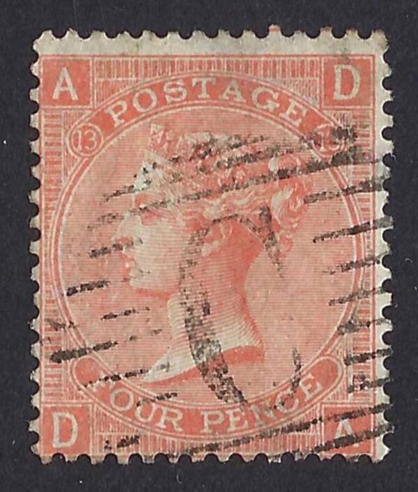 QV sg94 4d vermilion (D-A) Plate 13 Spec Z92 used in Constantinople