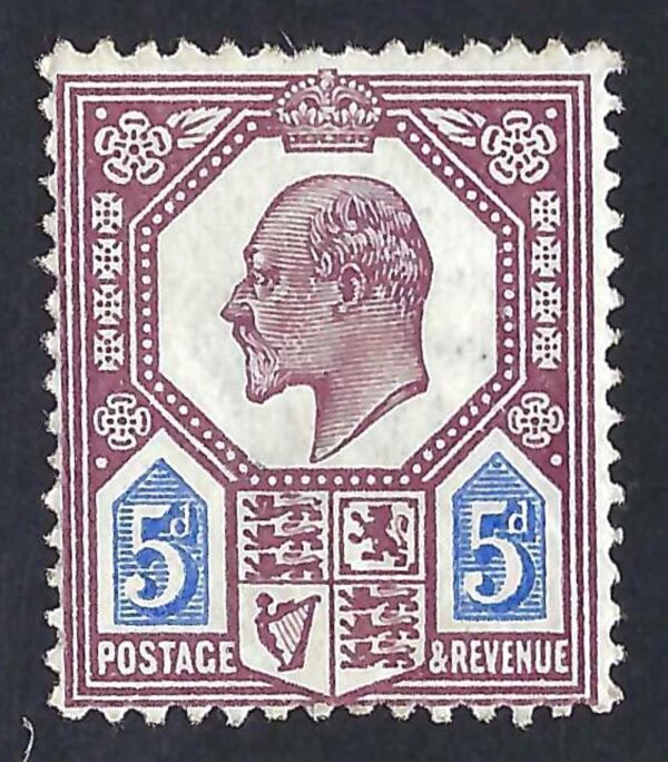 KEVII sg293 5d dull reddish-purple & bright blue - mounted mint