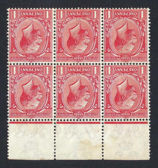 KGV sg359wi 1d pale rose-red block Spec N16(9) (wmk inverted) - mint