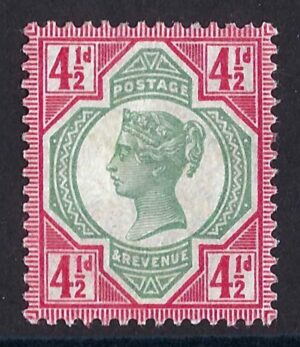 QV sg206 K34(1) 4½d green & carmine – lightly mounted mint