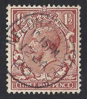 KGV sg365 1½d yellow-brown with fine Needham Market cds