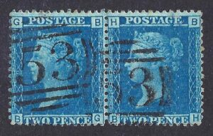 QV sg45 2d blue pair (BG-BH) Plate 9 used in Bath (53)