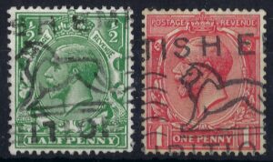 KGV definitive pair with British Empire slogan