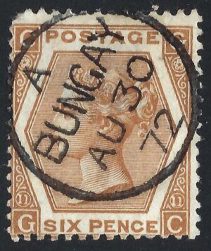 QV sg122 6d deep chestnut (G-C) plate 11 with fine 1872 Bungay cds